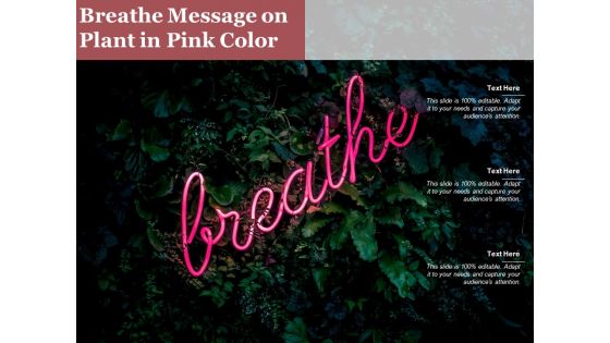 Breathe Message On Plant In Pink Color Ppt PowerPoint Presentation Styles Influencers PDF