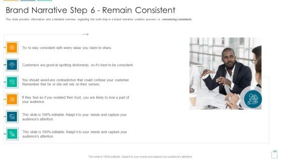 Brief About Brand Narrative Creation Process Brand Narrative Step 6 Remain Consistent Ppt File Graphics Design Pdf Brief About Brand Narrative Creation Process Brand Narrative Step 6 Remain Consistent Ppt File Graphics Design Pdf