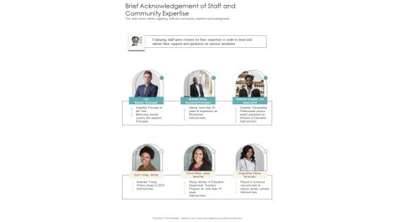 Brief Acknowledgement Of Staff And Community Expertise One Pager Documents Brief Acknowledgement Of Staff And Community Expertise One Pager Documents