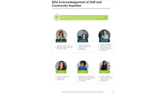 Brief Acknowledgement Of Staff And Community Expertise Template 208 One Pager Documents Brief Acknowledgement Of Staff And Community Expertise Template 208 One Pager Documents