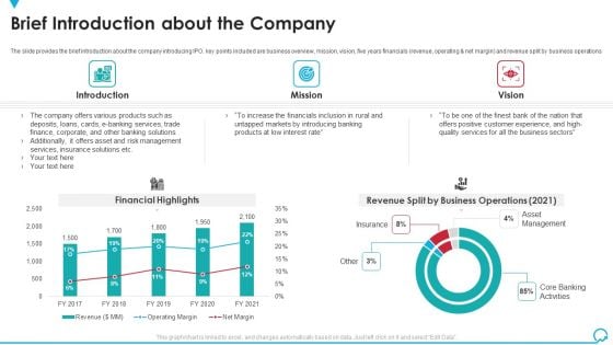 Brief Introduction About The Company Deal Pitchbook IPO Template PDF