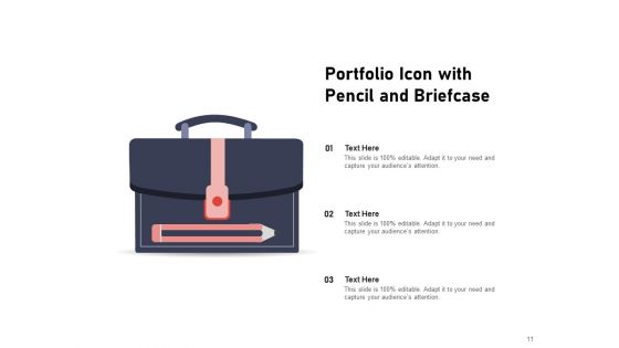 Briefcase Icon Portfolio Business Magnifying Glass Ppt PowerPoint Presentation Complete Deck