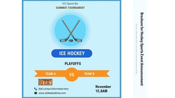 Brochure For Hockey Sports Event Announcement Ppt PowerPoint Presentation Gallery Diagrams PDF