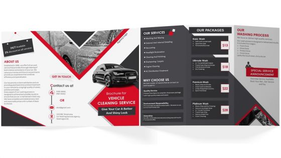 Brochure For Vehicle Cleaning Service Trifold