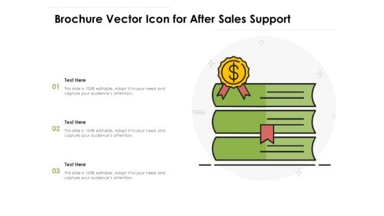 Brochure Vector Icon For After Sales Support Ppt PowerPoint Presentation Infographics Master Slide PDF