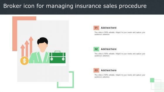 Broker Icon For Managing Insurance Sales Procedure Elements PDF