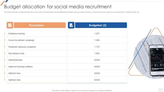 Budget Allocation For Social Media Recruitment Enhancing Social Media Recruitment Process Graphics PDF