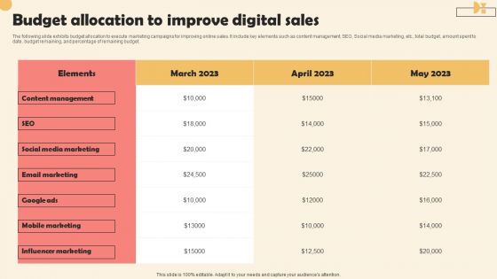 Budget Allocation To Improve Digital Sales Elements PDF