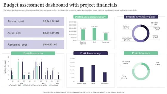 Budget Assessment Dashboard With Project Financials Rules PDF