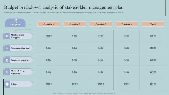 Budget Breakdown Analysis Of Stakeholder Management Plan Rules PDF