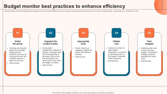 Budget Monitor Best Practices To Enhance Efficiency Designs PDF