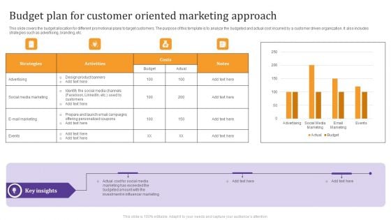 Budget Plan For Customer Oriented Marketing Approach Template PDF