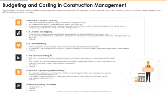 Budgeting And Costing In Construction Management Designs PDF