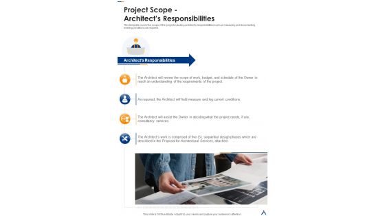 Building Architecture Designing Service Project Scope Architects Responsibilities One Pager Sample Example Document Building Architecture Designing Service Project Scope Architects Responsibilities One Pager Sample Example Document