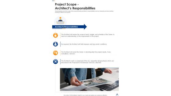Building Architecture Designing Service Project Scope Architects Responsibilities One Pager Sample Example Document