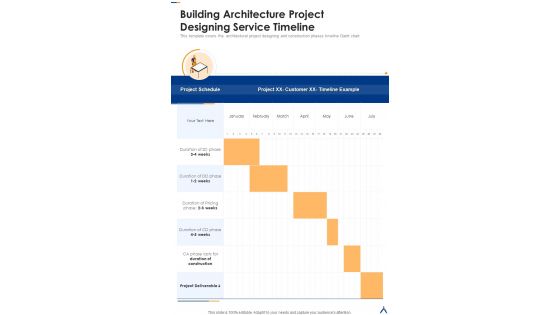 Building Architecture Project Designing Service Timeline One Pager Sample Example Document