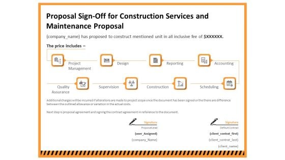 Building Assembly Conservation Solutions Proposal Sign Off For Construction Services And Maintenance Proposal Designs PDF