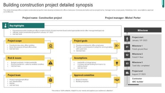 Building Construction Project Detailed Synopsis Structure PDF