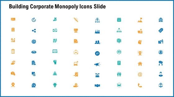 Building Corporate Monopoly Icons Slide Professional PDF