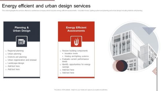 Building Design Firm Details Energy Efficient And Urban Design Services Inspiration PDF