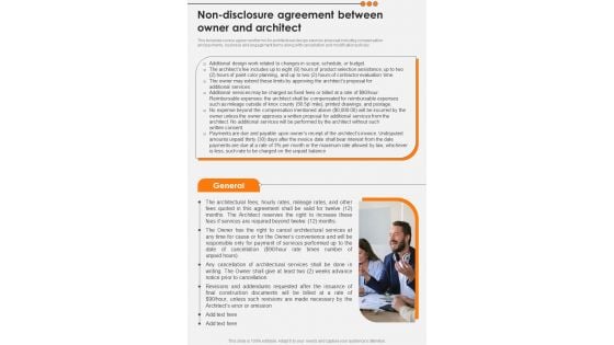 Building Design Services Request Proposal Non Disclosure Agreement One Pager Sample Example Document