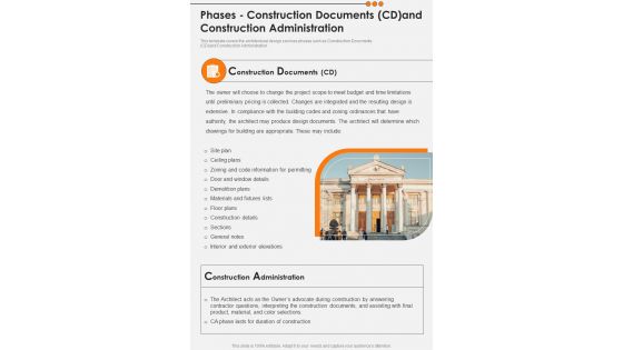 Building Design Services Request Proposal Phases Construction Documents One Pager Sample Example Document