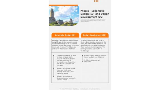 Building Design Services Request Proposal Phases Schematic Design One Pager Sample Example Document