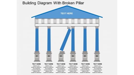 Building Diagram With Broken Pillar Powerpoint Template