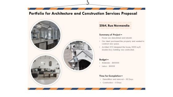 Building Engineering Services Proposal Portfolio For Architecture And Construction Services Proposal Graphics PDF