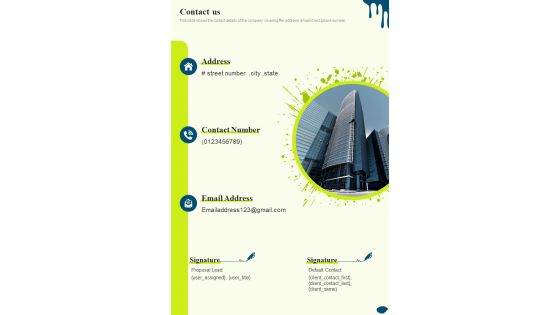 Building Exterior Whitewashing Proposal Contact Us One Pager Sample Example Document