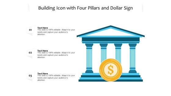 Building Icon With Four Pillars And Dollar Sign Ppt PowerPoint Presentation Gallery Inspiration PDF