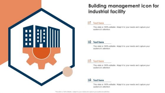 Building Management Icon For Industrial Facility Ppt Pictures Structure PDF