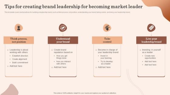 Building Market Brand Leadership Strategies Tips For Creating Brand Leadership For Becoming Pictures PDF