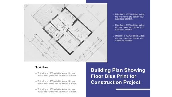 Building Plan Showing Floor Blue Print For Construction Project Ppt PowerPoint Presentation Portfolio Brochure PDF