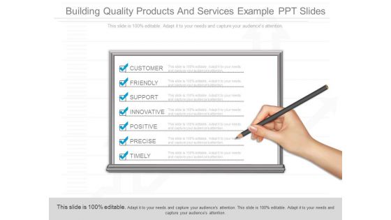 Building Quality Products And Services Example Ppt Slides