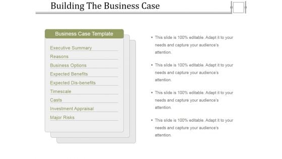 Building The Business Case Ppt PowerPoint Presentation Infographics Format