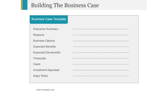 Building The Business Case Ppt PowerPoint Presentation Portfolio Ideas