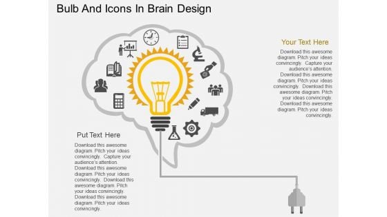 Bulb And Icons In Brain Design Powerpoint Template