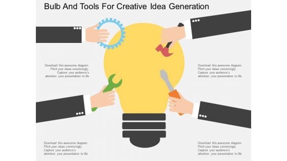 Bulb And Tools For Creative Idea Generation Powerpoint Template