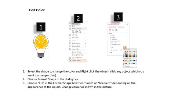 Bulb Brain Diagram With Six Icons Powerpoint Template