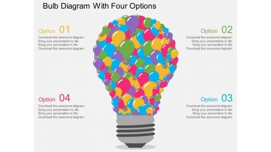 Bulb Diagram With Four Options Powerpoint Templates