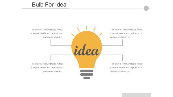 Bulb For Idea Ppt PowerPoint Presentation Show Layouts