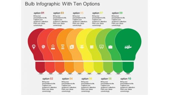 Bulb Infographic With Ten Options Powerpoint Template