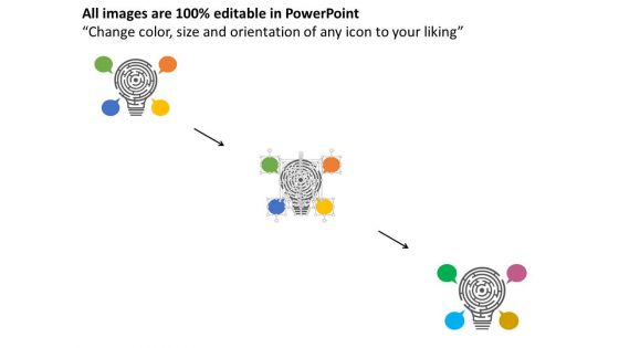 Bulb Style Maze Diagram With Icons Powerpoint Template