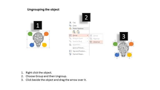 Bulb Style Maze Diagram With Icons Powerpoint Template