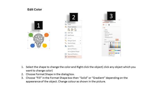 Bulb Style Maze Diagram With Icons Powerpoint Template