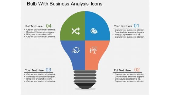 Bulb With Business Analysis Icons Powerpoint Templates