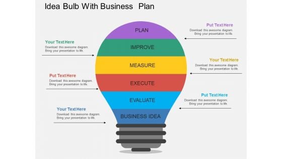 Bulb With Business Planning Steps Powerpoint Template