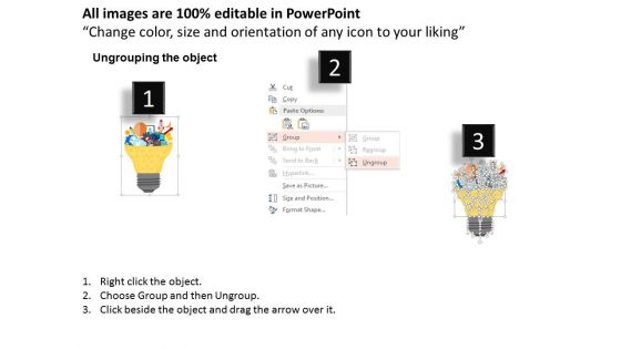 Bulb With Icons To Represent Ideas Powerpoint Templates