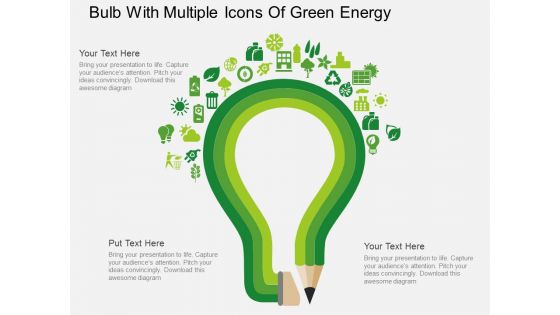 Bulb With Multiple Icons Of Green Energy Powerpoint Template